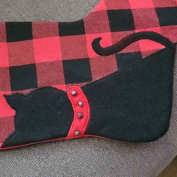 🐈‍⬛️Cute Buffalo Plaid Christmas Stocking with Black Cat🐈‍⬛️ - Picture 5 of 5
